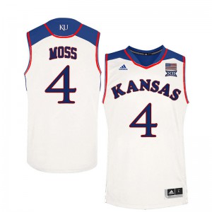 Mens Kansas Jayhawks Isaiah Moss #4 College White Jerseys 951977-955