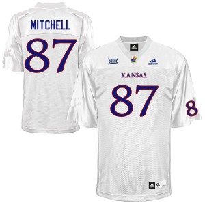 Mens Kansas Jayhawks Jaden Mitchell #87 Official White Jerseys 714385-996