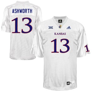 Mens Kansas Jayhawks Luke Ashworth #13 White Embroidery Jersey 827859-768