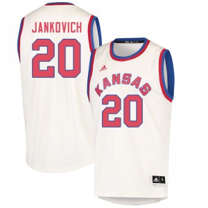 Mens Kansas Jayhawks Michael Jankovich #20 Cream Player Jersey 426227-523