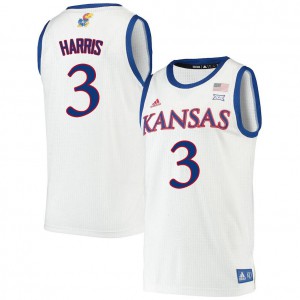 Men's Kansas Jayhawks Dajuan Harris #3 White Basketball Jerseys 668783-447