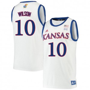 Men's Kansas Jayhawks Jalen Wilson #10 Basketball White Jerseys 780514-800