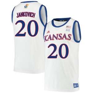 Men Kansas Jayhawks Michael Jankovich #20 White Embroidery Jersey 844244-628