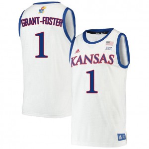 Men's Kansas Jayhawks Tyon Grant-Foster #1 White Official Jersey 464757-861