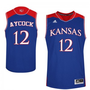 Mens Kansas Jayhawks Angela Aycock #12 Stitched Royal Jerseys 419148-596