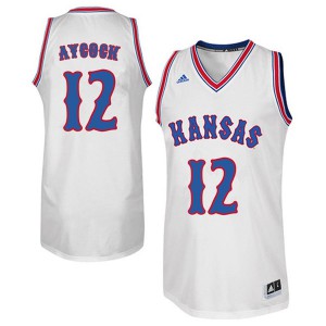Mens Kansas Jayhawks Angela Aycock #12 White Basketball Retro Throwback Jerseys 418423-654