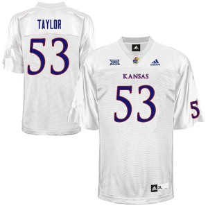 Mens Kansas Jayhawks Caleb Taylor #53 Stitch White Jerseys 885279-412