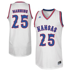 Men Kansas Jayhawks Danny Manning #25 White Retro Throwback Basketball Jersey 285445-538