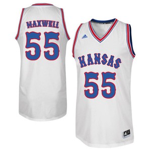 Mens Kansas Jayhawks Evan Maxwell #55 Retro Throwback White High School Jerseys 161314-854