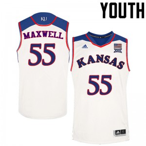 Youth Kansas Jayhawks Evan Maxwell #55 Stitched White Jersey 893881-451