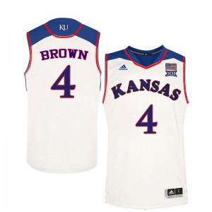 Men's Kansas Jayhawks Jada Brown #4 Basketball White Jersey 746685-116