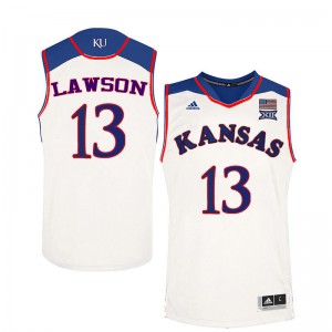 Mens Kansas Jayhawks K.J. Lawson #13 White NCAA Jerseys 571841-447
