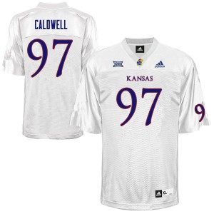 Men Kansas Jayhawks Kenean Caldwell #97 White Alumni Jersey 493671-616
