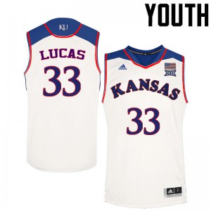Youth Kansas Jayhawks Landen Lucas #33 White Official Jerseys 511213-892