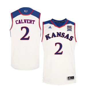 Men Kansas Jayhawks McKenzie Calvert #2 White Basketball Jerseys 235557-251
