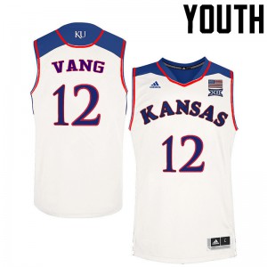 Youth Kansas Jayhawks Tucker Vang #12 White Basketball Jerseys 569639-756