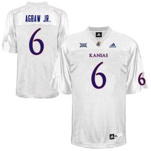 Mens Kansas Jayhawks Valerian Agbaw Jr. #6 University White Jerseys 913501-286