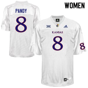 Women Kansas Jayhawks Anthony Pandy #8 White Embroidery Jerseys 325882-304