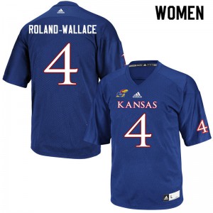 Women Kansas Jayhawks Christian Roland-Wallace #4 Stitch Royal Jersey 403130-797
