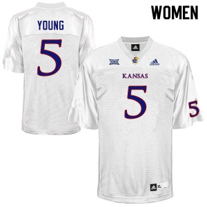 Women's Kansas Jayhawks Christian Young #5 White Stitched Jerseys 156064-239
