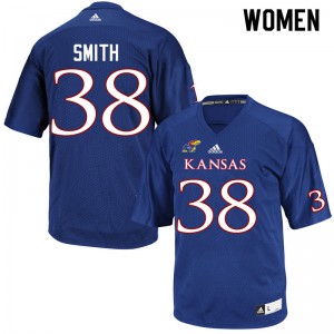Women Kansas Jayhawks Dante Smith #38 Football Royal Jersey 392380-553