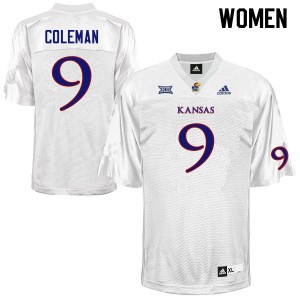 Womens Kansas Jayhawks Day Day Coleman #9 White Player Jerseys 411376-158
