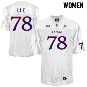 Women's Kansas Jayhawks Donovan Laie #78 Embroidery White Jersey 464743-784