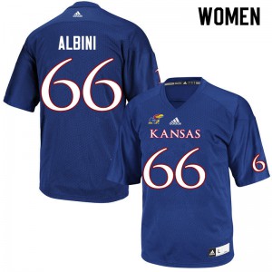 Women's Kansas Jayhawks Geno Albini #66 Royal NCAA Jersey 254980-746