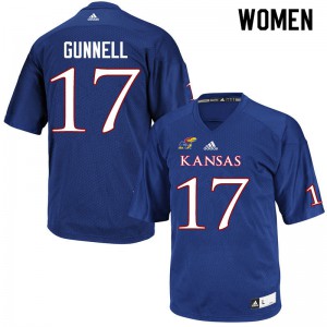 Women's Kansas Jayhawks Grant Gunnell #17 Royal Stitched Jerseys 339576-119