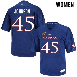 Women Kansas Jayhawks Issaiah Johnson #45 Official Royal Jersey 940048-686