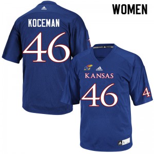 Women's Kansas Jayhawks Jack Koceman #46 Royal Official Jersey 178428-125