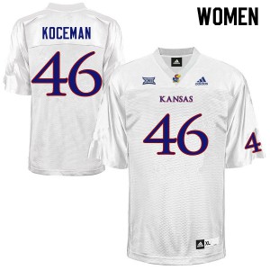 Womens Kansas Jayhawks Jack Koceman #46 White Embroidery Jersey 836146-937