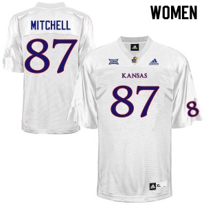 Womens Kansas Jayhawks Jaden Mitchell #87 White University Jersey 436915-366