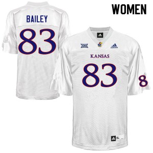 Women's Kansas Jayhawks Jailen Bailey #83 College White Jerseys 395965-676