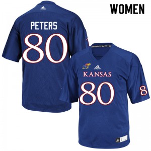 Women's Kansas Jayhawks Jake Peters #80 College Royal Jersey 746465-593