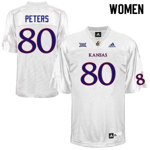 Women Kansas Jayhawks Jake Peters #80 University White Jersey 503143-636