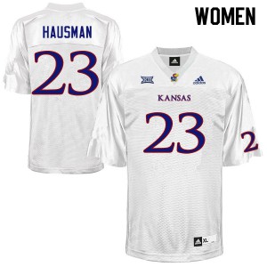 Women's Kansas Jayhawks Malik Hausman #23 White Embroidery Jerseys 515156-597