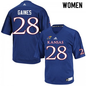 Womens Kansas Jayhawks Maurice Gaines #28 Royal Stitched Jersey 405971-829