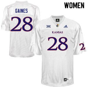 Womens Kansas Jayhawks Maurice Gaines #28 White College Jersey 542723-117