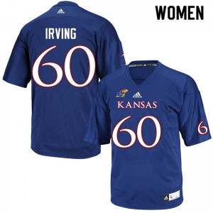 Women's Kansas Jayhawks Mykee Irving #60 Royal College Jersey 985872-419