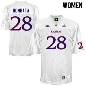 Women Kansas Jayhawks Nazar Bombata #28 White Embroidery Jerseys 696082-644