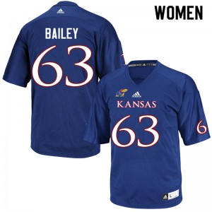 Women's Kansas Jayhawks Steven Bailey #63 Stitched Royal Jersey 158919-985