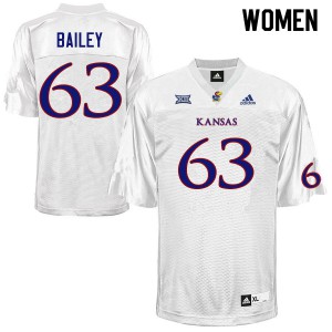 Womens Kansas Jayhawks Steven Bailey #63 Stitched White Jersey 984195-303