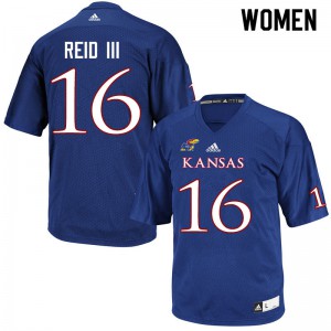 Women Kansas Jayhawks Thomas Reid III #16 Royal Football Jerseys 638235-117