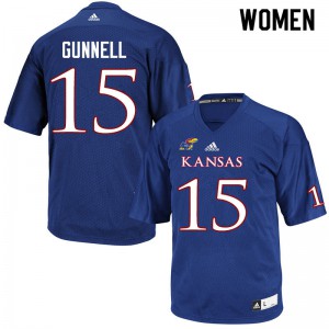 Women Kansas Jayhawks William Gunnell #15 NCAA Royal Jersey 140668-514