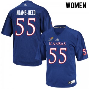 Women's Kansas Jayhawks Armaj Adams-Reed #55 College Royal Jerseys 680275-682