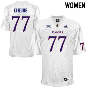 Womens Kansas Jayhawks Bryce Cabeldue #77 White Official Jerseys 342686-717
