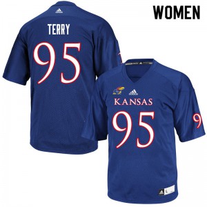 Women Kansas Jayhawks DaJon Terry #95 Royal Stitch Jersey 192462-631