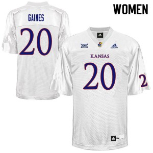 Women's Kansas Jayhawks Donovan Gaines #20 White Stitched Jerseys 383571-909