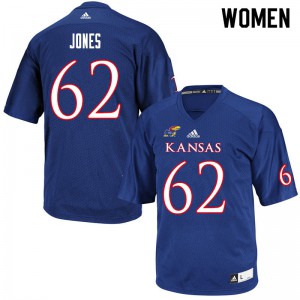 Womens Kansas Jayhawks Garrett Jones #62 Embroidery Royal Jersey 604680-418